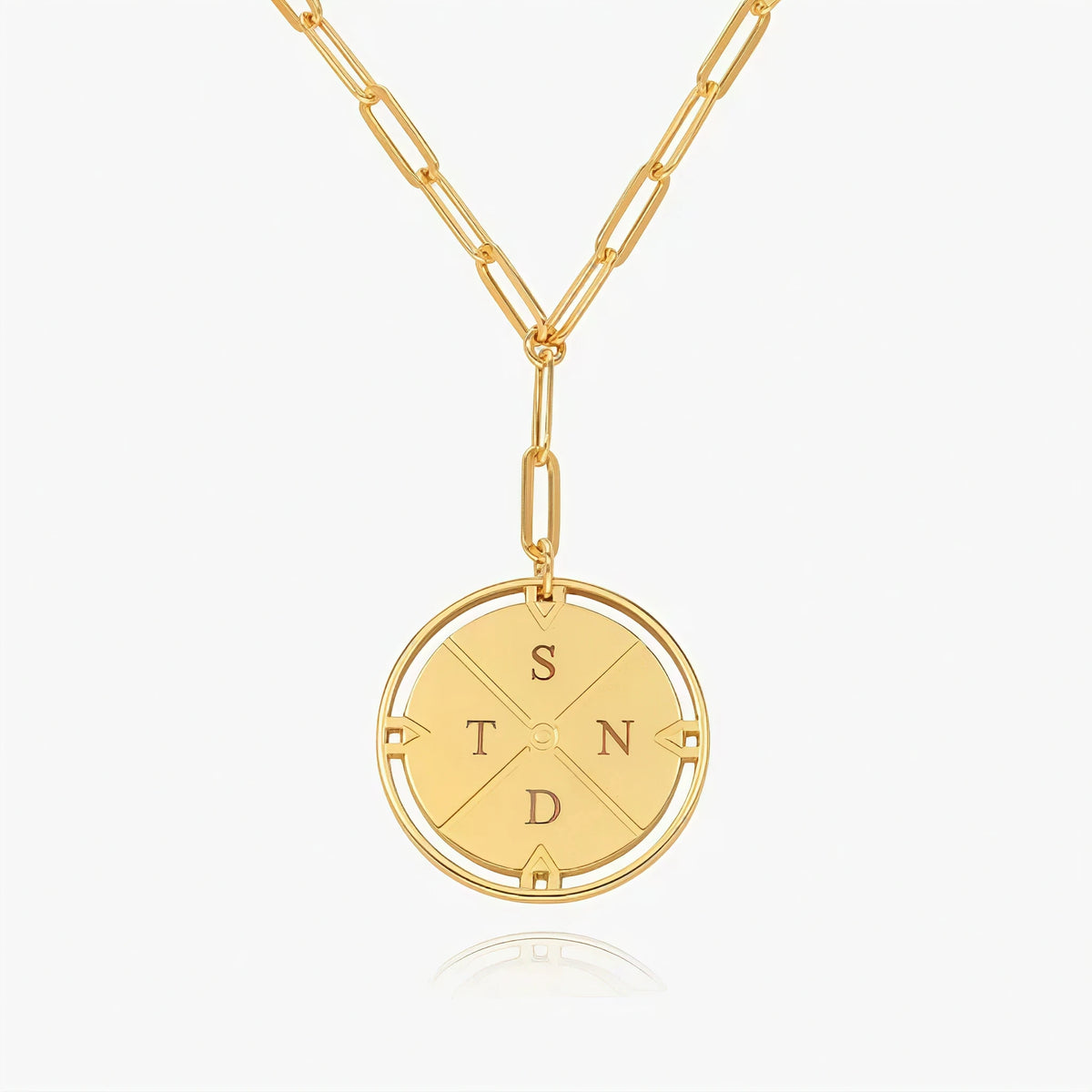 Personalized Compass Initial Necklace — Gold Vermeil