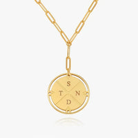 Personalized Compass Initial Necklace — Gold Vermeil