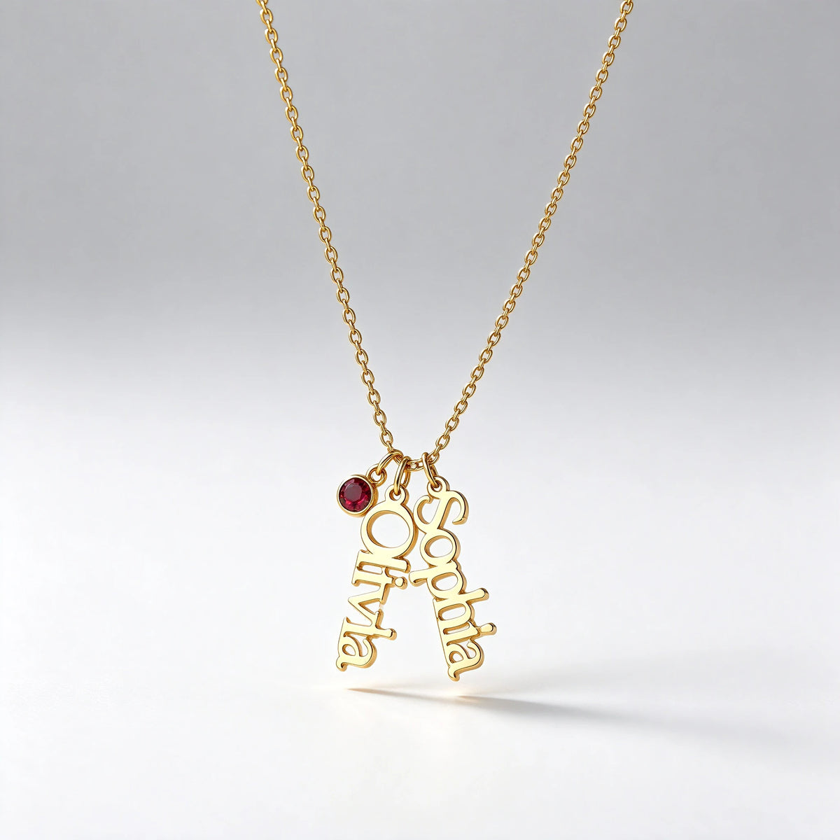 Custom Name Necklace with Birthstone — Gold Plated