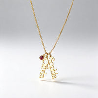 Custom Name Necklace with Birthstone — Gold Plated