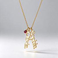 Custom Name Necklace with Birthstone — Gold Plated