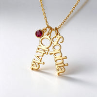 Custom Name Necklace with Birthstone — Gold Plated
