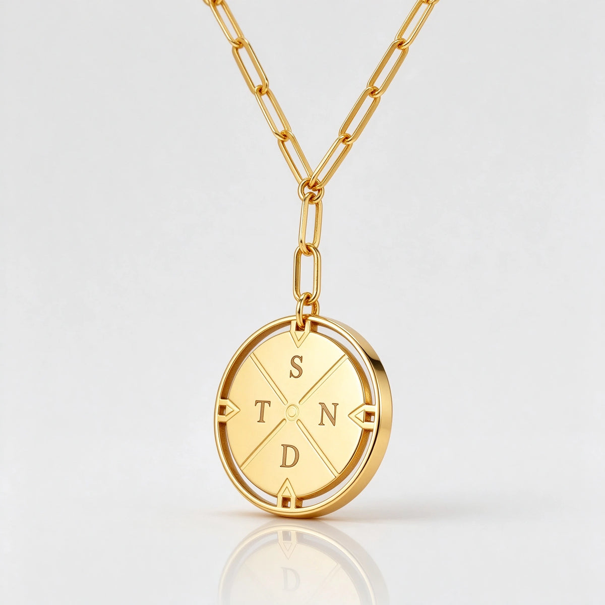 Personalized Compass Initial Necklace — Gold Vermeil