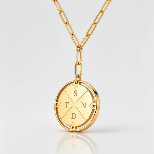 Personalized Compass Initial Necklace — Gold Vermeil