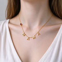 Custom 4 Letter Necklace with Birthstone | Personalized Gold Initial Necklace