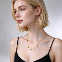 Custom 4 Letter Necklace with Birthstone | Personalized Gold Initial Necklace