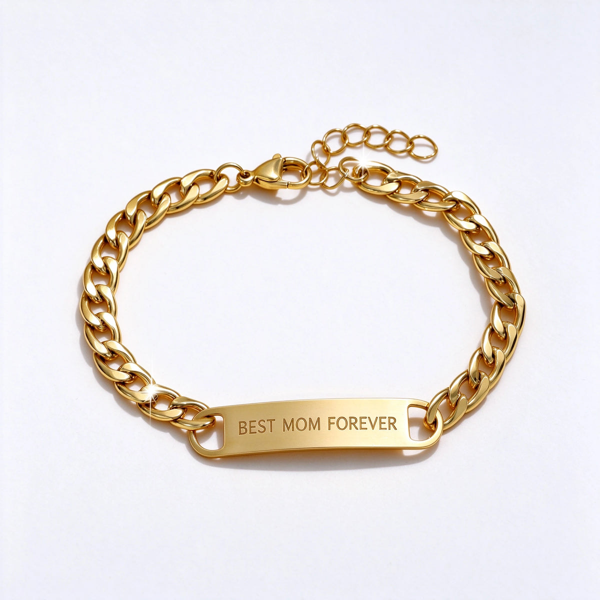 Custom Engraved Curb Chain Bracelet | Personalized Gold Bar Bracelet