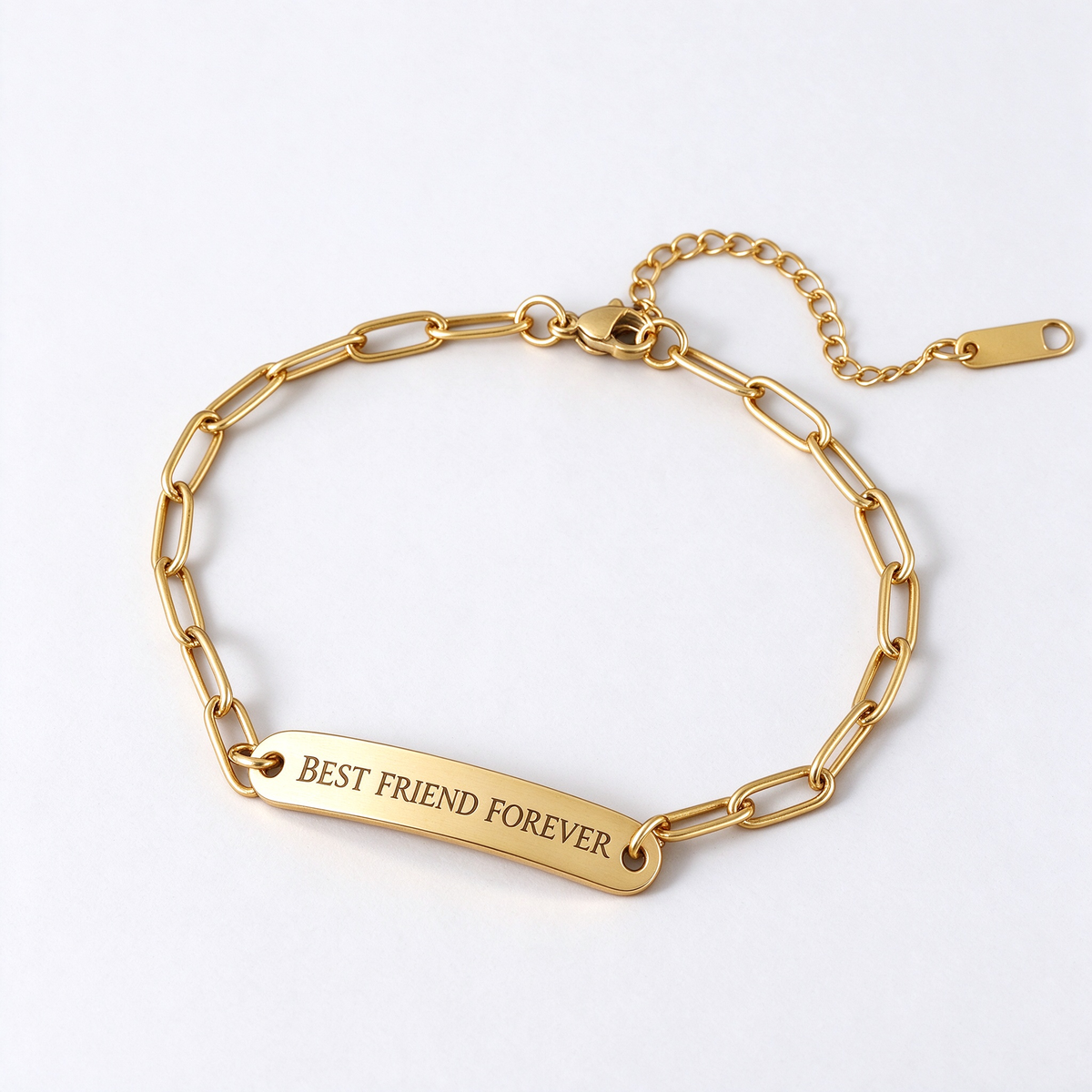 Personalized Paperclip Bar Bracelet | Custom Engraved Gold Bracelet