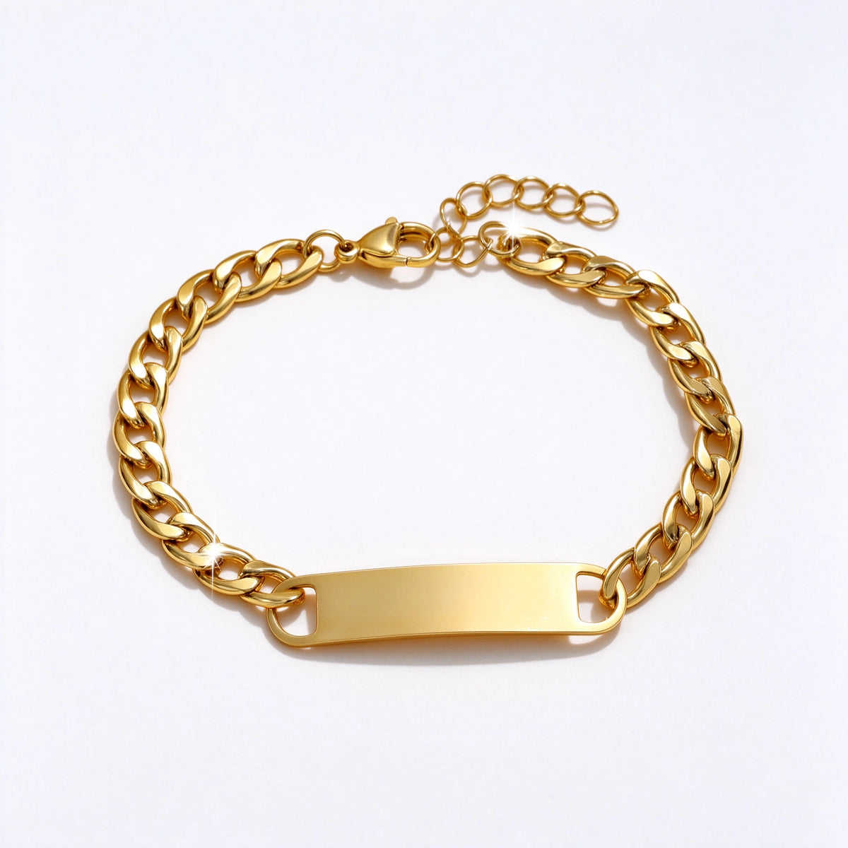 Custom Engraved Curb Chain Bracelet | Personalized Gold Bar Bracelet