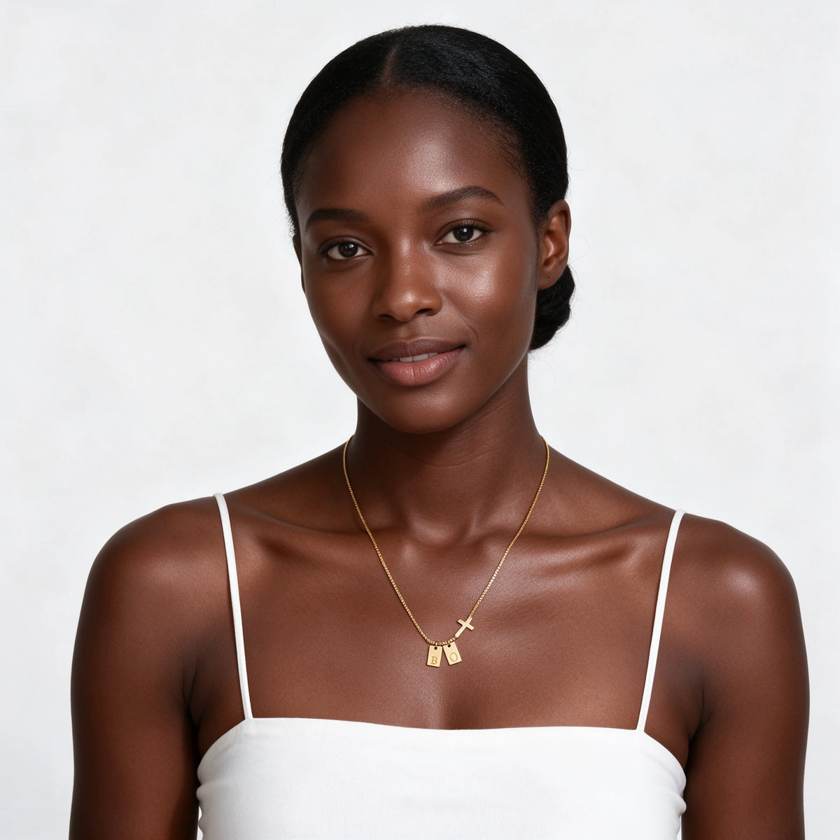 Cross Custom Initial Necklace Gold Plated