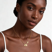 Cross Custom Initial Necklace Gold Plated