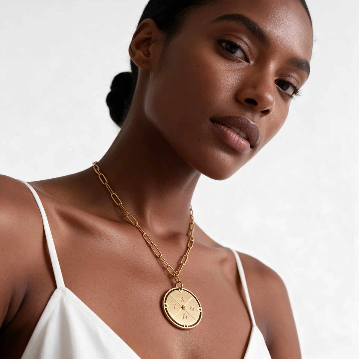 Personalized Compass Initial Necklace — Gold Vermeil