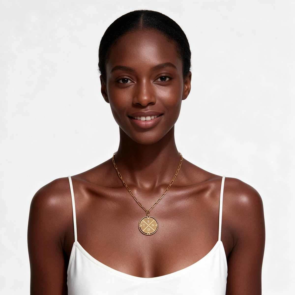 Personalized Compass Initial Necklace — Gold Vermeil