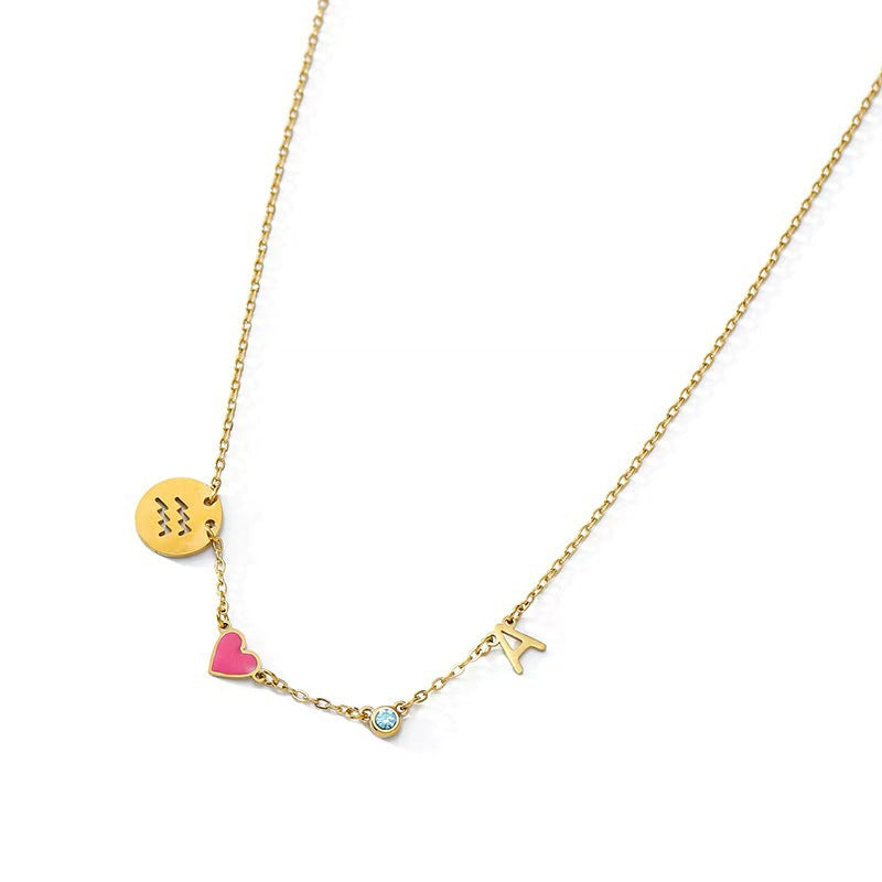 Initial Heart Necklace with Diamond Gold Vermeil