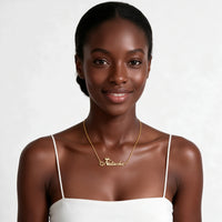 Custom Name Necklace with Crown, Gold Plated