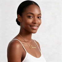 Custom Name Necklace with Crown, Gold Plated