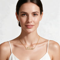 Custom Name Necklace with Crown, Gold Plated