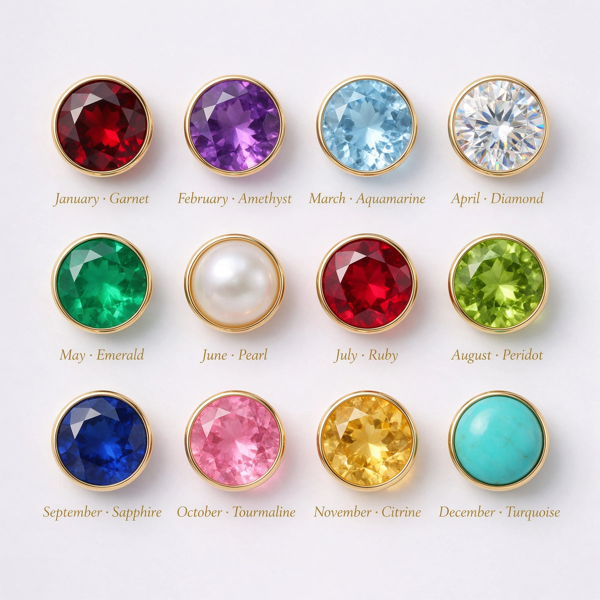 Custom Name Necklace with Birthstone — Gold Plated