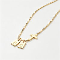 Cross Custom Initial Necklace Gold Plated