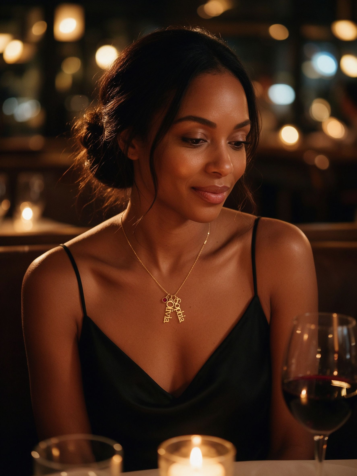 Custom Name Necklace with Birthstone — Gold Plated